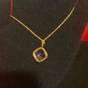 18 k real saudi gold, rope chain necklace , natural amethyst